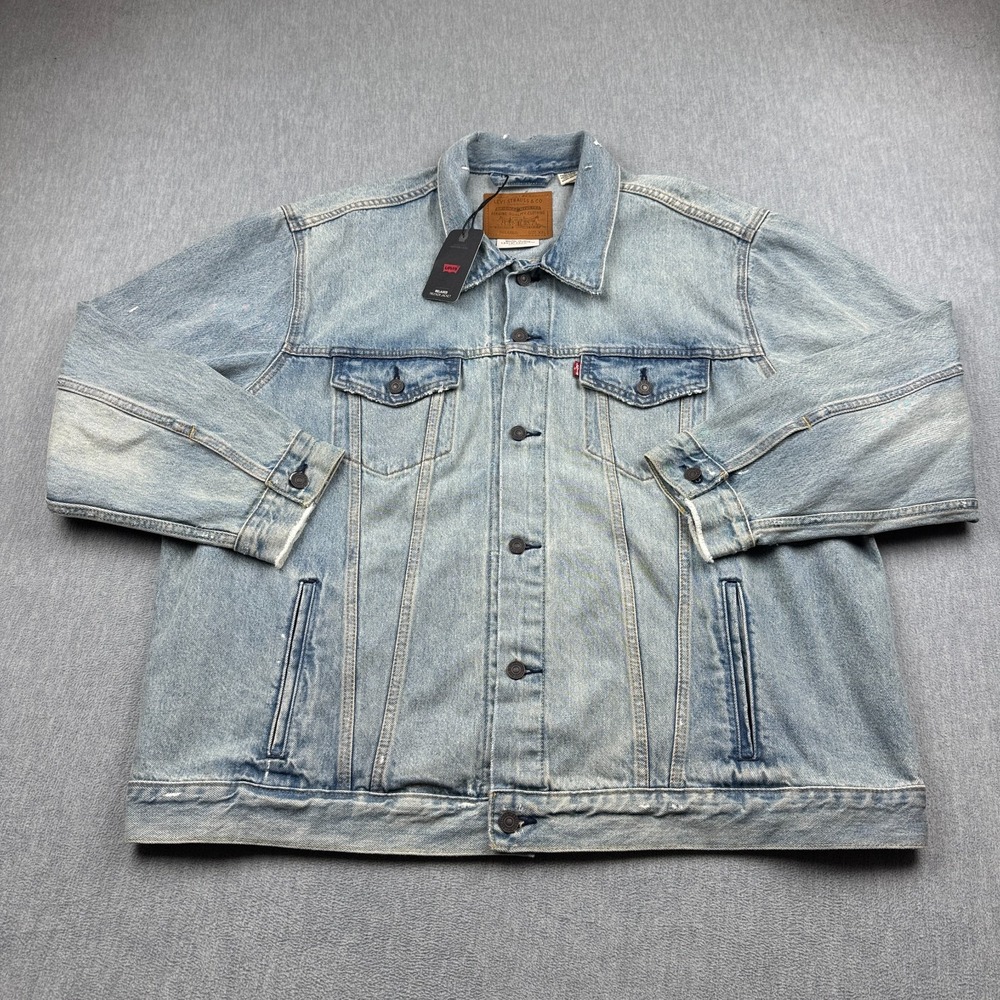 Levis Jacket Mens 2XL Blue Relaxed Trucker Denim Button Down Classic Pockets NWT